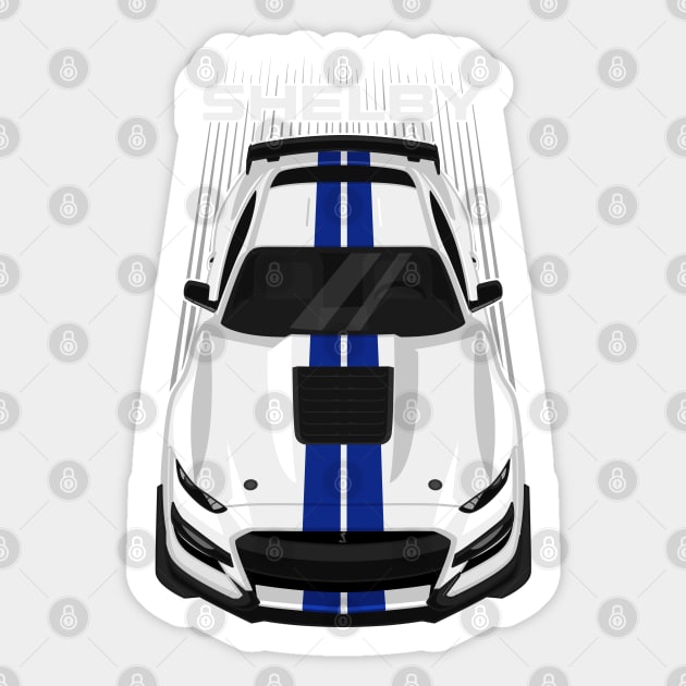 Ford Mustang Shelby GT500 2020-2021 - White - Blue Stripes Sticker by V8social
